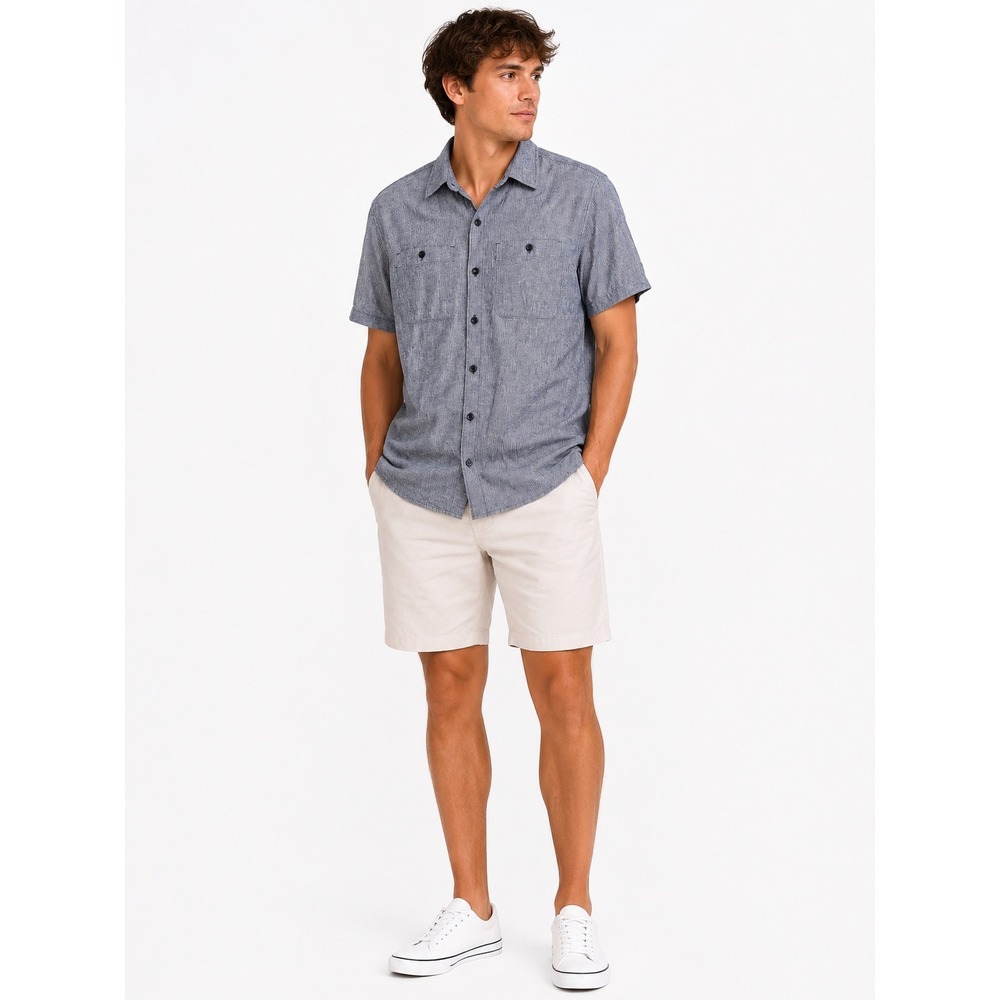 Mountain Hardwear Button Down Shirt Mens Large Blue Pinstripe Hemp Cotton Hiking